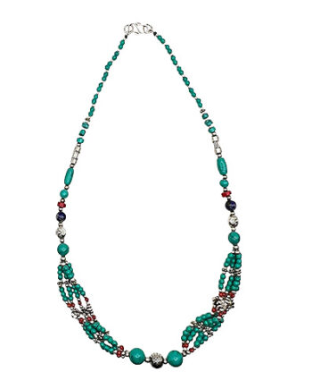 Kette Feine Türkis – Lapis – Weißmetall