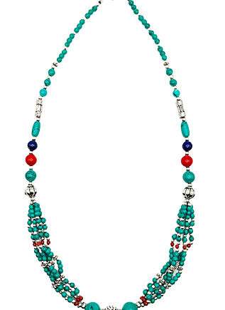 Kette Feine Türkis – Lapis – Weißmetall