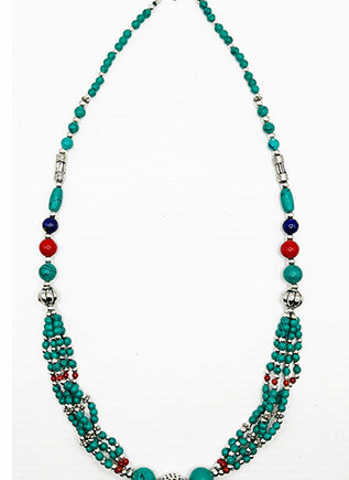 Kette Feine Türkis – Lapis – Weißmetall