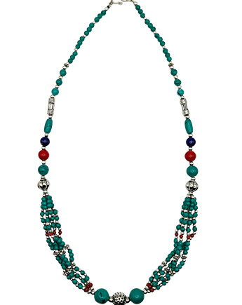 Kette Feine Türkis – Lapis – Weißmetall