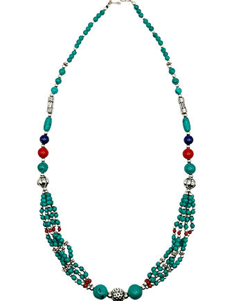 Kette Feine Türkis – Lapis - Weißmetall