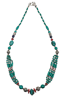Kette Feine Türkis – Lapis - Weißmetall