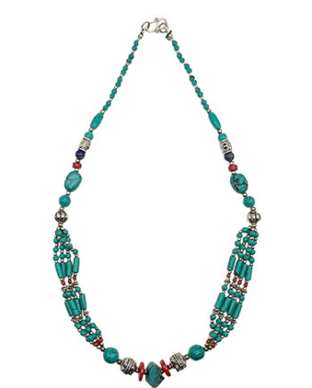 Kette Feine Türkis – Lapis – Weißmetall