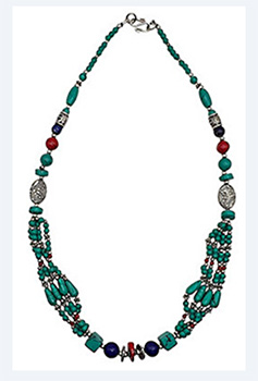 Kette Feine Türkis – Lapis – Weißmetall