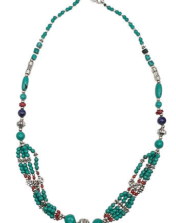 Kette Feine Türkis – Lapis – Weißmetall