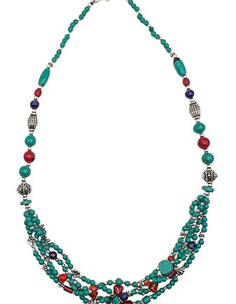 Kette Feine Türkis – Weißmetall