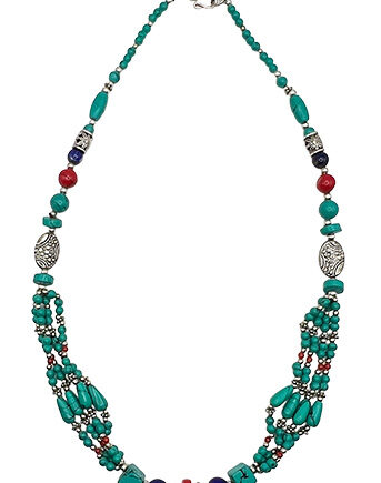 Kette Feine Türkis – Lapis – Weißmetall