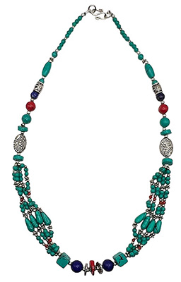 Kette Feine Türkis – Lapis – Weißmetall